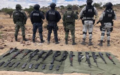 Fuerzas de Seguridad dan duro golpe a grupos delincuenciales; hay siete detenidos, se aseguraron 25 armas largas y cuatro aditamentos lanzagranadas